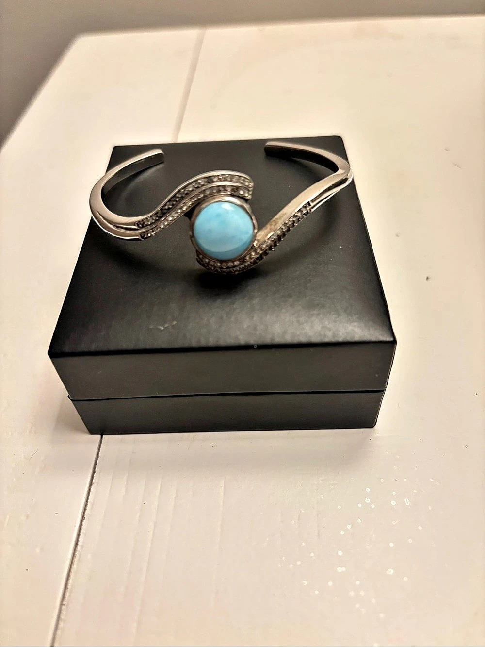 Marahlago Silver & Larimar Cuff Bracelet Like New